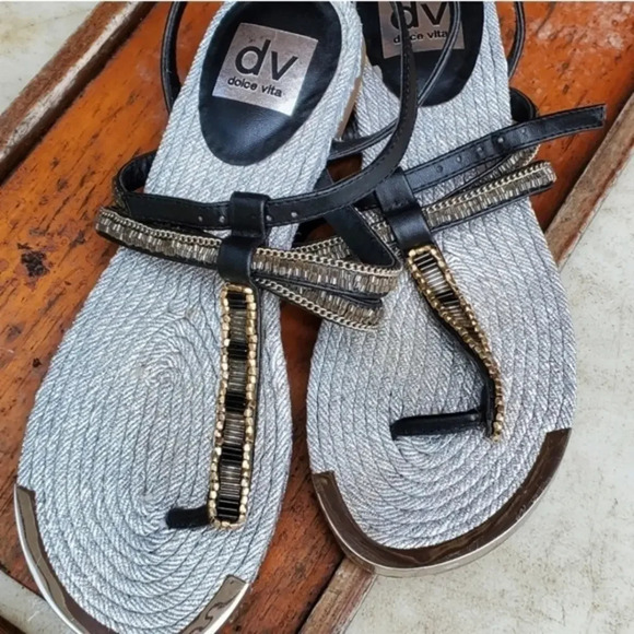 DV black/‎ silver Beaded sandals 7.5 - Picture 1 of 7